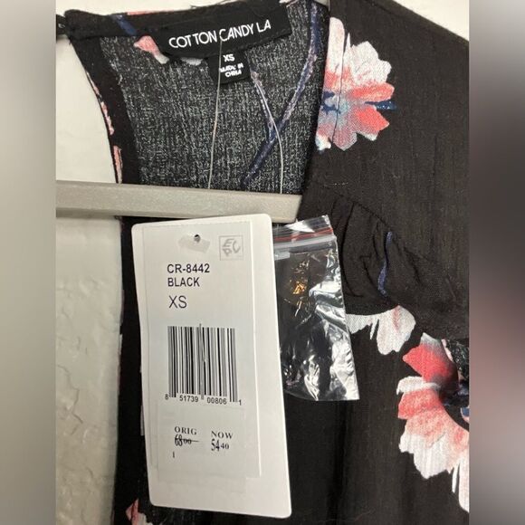 Cotton Candy LA romper women extra small black floral long sleeve shorts nwt - Picture 7 of 11